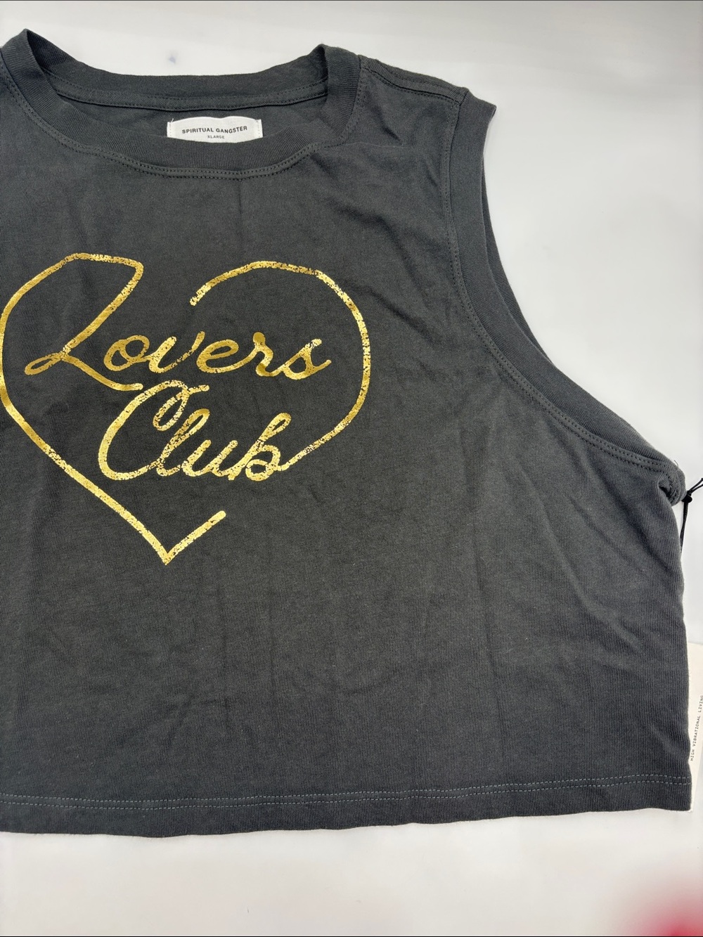 Spiritual Gangster Crawford Lovers Club Crop Tank in Ash - Picture 2 of 7